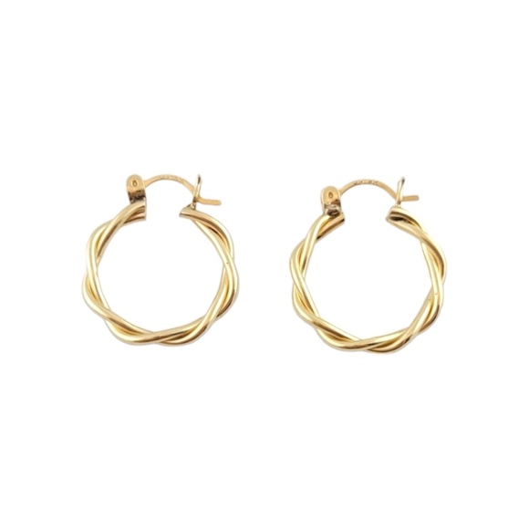14K Yellow Gold Twist Hoop Earrings #15846 - Picture 2 of 8